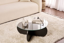Nordure Aeris Mesa de Café Madera Negra y Transparente